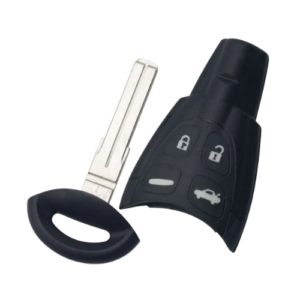 Four-button key shell - for Saab 9-3, with key blade